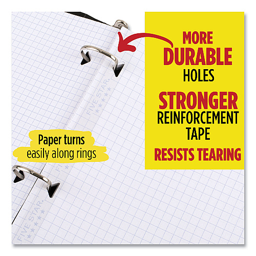 Five Star Reinforced Filler Paper Plus Study App, 3-Hole, 8.5 x 11, College Rule, 80/Pack (170102)