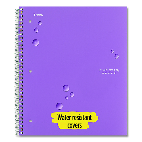 Five Star Wirebound Notebook with Two Pockets, 1-Subject, Medium/College Rule, Assorted Cover Color, (100) 11 x 8.5 Sheets, 3/Pack (820188)