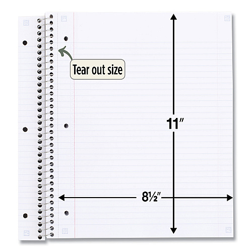 Five Star Recycled Notebook, 1 Subject, Medium/College Rule, Randomly Assorted Cover, 11 x 8.5 Sheets (820053)