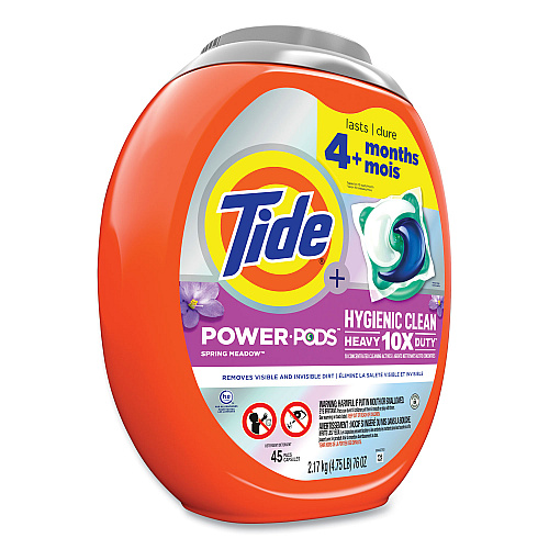 Tide&reg; Pods Hygienic Laundry Detergent, Fresh Meadow, 45 Pods, 4 Tubs (09493)