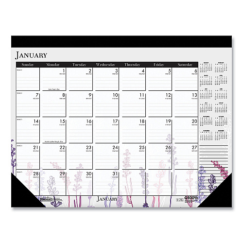 House of Doolittle Recycled Desk Pad Calendar, Wild Flowers Artwork, 22 x 17, White Sheets, Black Binding/Corners,12-Month (Jan-Dec): 2026 (197)