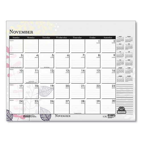 House of Doolittle Recycled Desk Pad Calendar, Wild Flowers Artwork, 22 x 17, White Sheets, Black Binding/Corners,12-Month (Jan-Dec): 2026 (197)