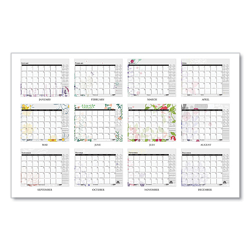 House of Doolittle Recycled Desk Pad Calendar, Wild Flowers Artwork, 22 x 17, White Sheets, Black Binding/Corners,12-Month (Jan-Dec): 2026 (197)