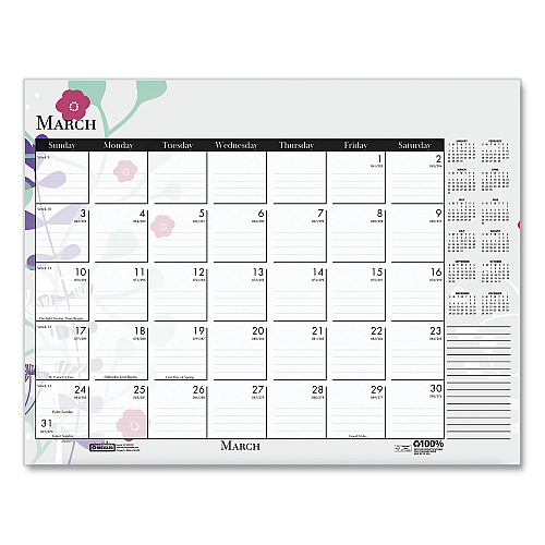 House of Doolittle Recycled Desk Pad Calendar, Wild Flowers Artwork, 22 x 17, White Sheets, Black Binding/Corners,12-Month (Jan-Dec): 2026 (197)