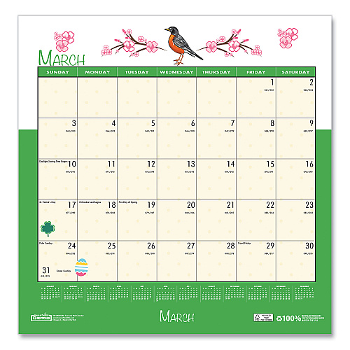 House of Doolittle Recycled Seasonal Wall Calendar, Illustrated Seasons Artwork, 12 x 12, 12-Month (Jan to Dec): 2026 (338)