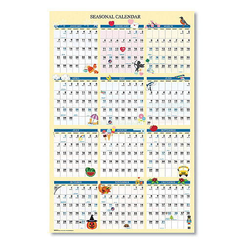House of Doolittle Recycled Seasonal Laminated Wall Calendar, Illustrated Seasons Artwork, 24 x 37, 12-Month (Jan to Dec): 2026 (3983)
