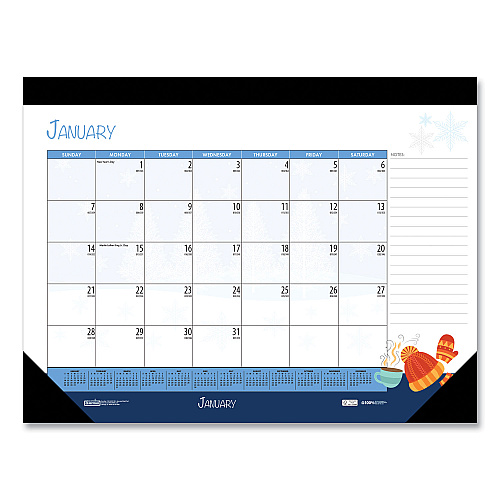 House of Doolittle Recycled Desk Pad Calendar, Illustrated Seasons Artwork, 22 x 17, Black Binding/Corners,12-Month (Jan to Dec): 2026 (139)