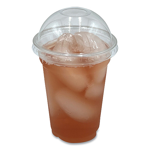 Boardwalk&reg; PET Cold Cup Dome Lids, Fits 9 oz. to 10 oz. PET Cups, Clear, 100/Pack (BWKPET910DOMEPK)