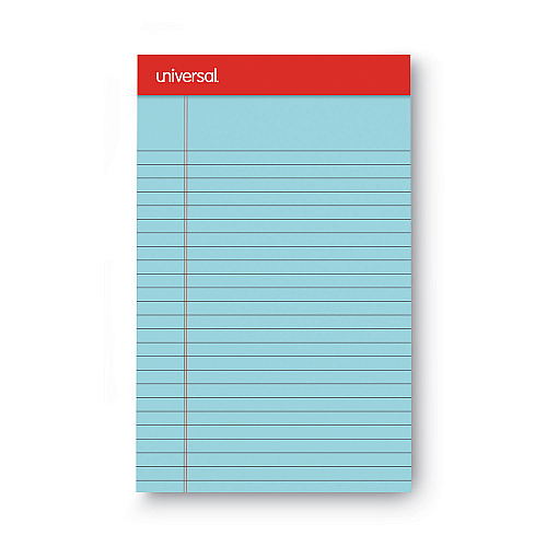 Universal Perforated Ruled Writing Pads, Narrow Rule, Red Headband, 50 Assorted Pastels 5 x 8 Sheets, 6/Pack (UNV63016)