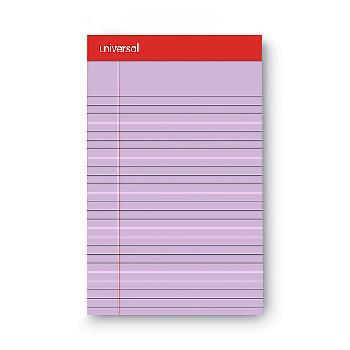Universal Perforated Ruled Writing Pads, Narrow Rule, Red Headband, 50 Assorted Pastels 5 x 8 Sheets, 6/Pack (UNV63016)