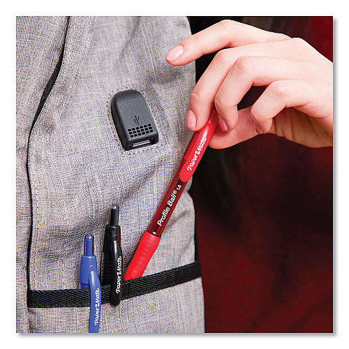 Paper Mate Profile Ballpoint Pen, Retractable, Medium 1 mm, Red Ink, Translucent Red Barrel, Dozen (2095454)