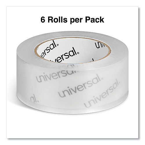 Universal Quiet Tape Box Sealing Tape, 3" Core, 1.88" x 109 yds, Clear, 6/Pack (UNV73000)