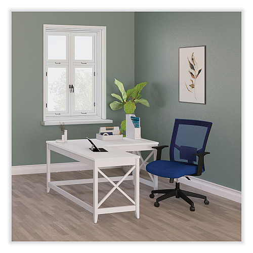 Workspace by Alera Mesh Back Fabric Task Chair, Supports Up to 275 lb, 17.32" to 21.1" Seat Height, Navy Seat, Navy Back (ALEWS42B27)