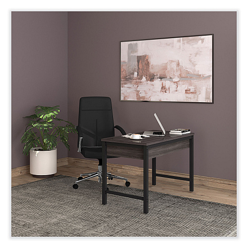 Workspace by Alera Leather Task Chair, Supports Up to 275 lb, 18.19" to 21.93" Seat Height, Black Seat, Black Back (ALEWS4116)