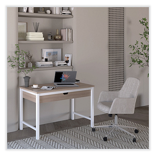 Workspace by Alera Modern Writing Desk, 47.24" x 23.62" x 29.92", Beigewood/White (ALEWSWD4824WB)