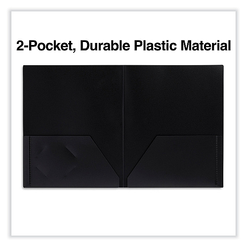 Universal Two-Pocket Plastic Folders, 100-Sheet Capacity, 11 x 8.5, Black, 10/Pack (UNV20540)