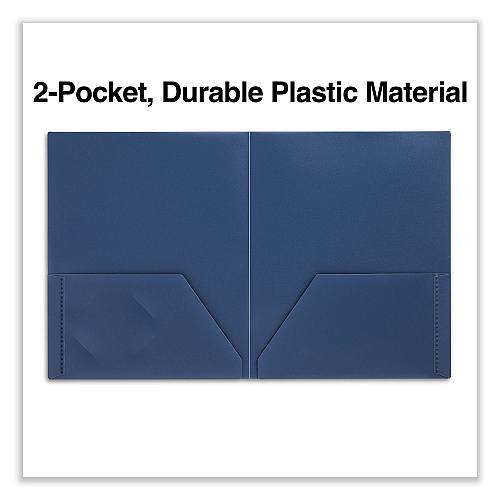 Universal Two-Pocket Plastic Folders, 100-Sheet Capacity, 11 x 8.5, Navy Blue, 10/Pack (UNV20541)
