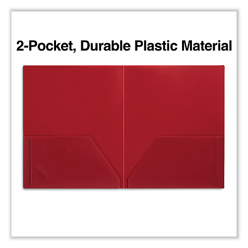 Universal Two-Pocket Plastic Folders, 100-Sheet Capacity, 11 x 8.5, Red, 10/Pack (UNV20543)
