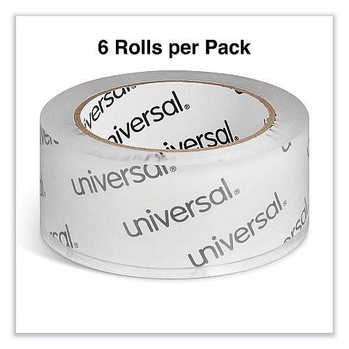 Universal Heavy-Duty Acrylic Box Sealing Tape, 3" Core, 1.88" x 54.6 yds, Clear, 6/Pack (UNV33100)