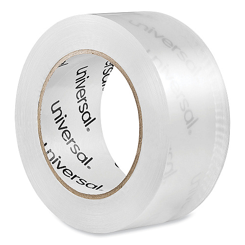 Universal Deluxe General-Purpose Acrylic Box Sealing Tape, 2 mil, 3" Core, 1.88" x 109 yds, Clear, 6/Pack (UNV53200)
