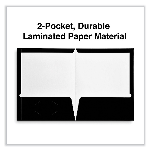 Universal Laminated Two-Pocket Folder, Cardboard Paper, 100-Sheet Capacity, 11 x 8.5, Black, 25/Box (UNV56416)