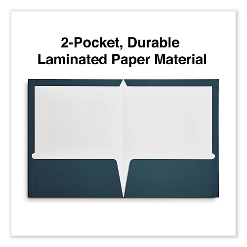 Universal Laminated Two-Pocket Folder, Cardboard Paper, 100-Sheet Capacity, 11 x 8.5, Navy, 25/Box (UNV56418)
