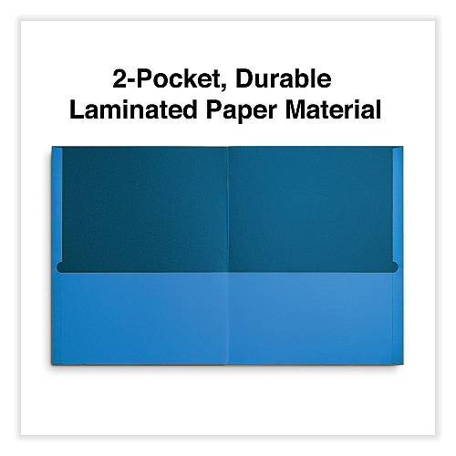 Universal Two-Pocket Portfolio, Embossed Leather Grain Paper, 11 x 8.5, Light Blue, 25/Box (UNV56601)