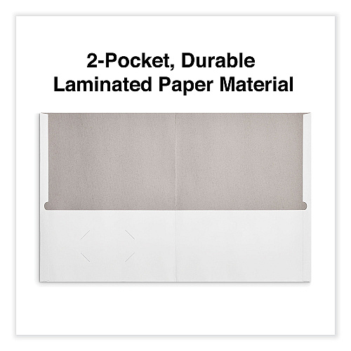 Universal Two-Pocket Portfolio, Embossed Leather Grain Paper, 11 x 8.5, White, 25/Box (UNV56604)