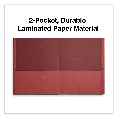 Universal Two-Pocket Portfolio, Embossed Leather Grain Paper, 11 x 8.5, Red, 25/Box (UNV56611)