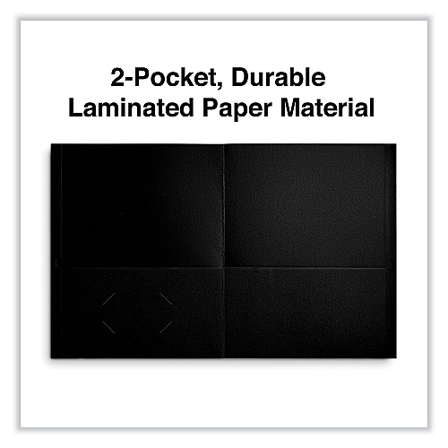 Universal Two-Pocket Portfolio, Embossed Leather Grain Paper, 11 x 8.5, Black, 25/Box (UNV56616)