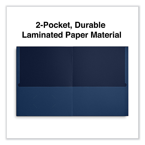 Universal Two-Pocket Portfolio, Embossed Leather Grain Paper, 11 x 8.5, Dark Blue, 25/Box (UNV56638)