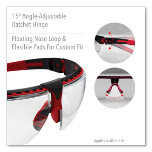Uvex Avatar Safety Glasses, Red/Black Polycarbonate Frame, Clear Polycarbonate Lens (S2860HS)