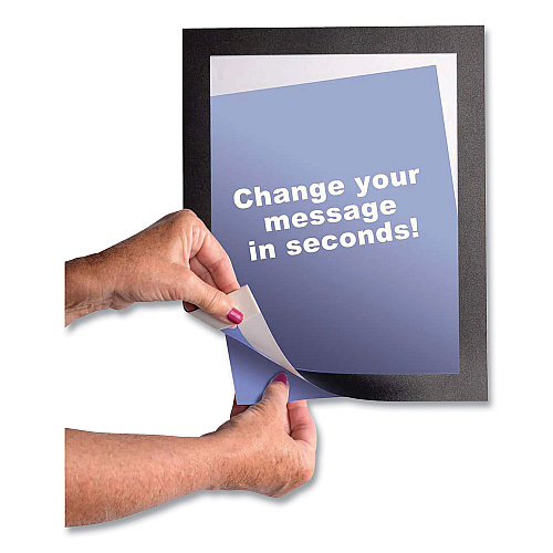 Deflecto Self Adhesive Sign Holders, 8.5 x 11 Insert, Clear with Black Border, 2/Pack (68776B)