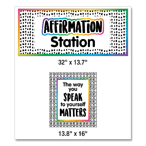 Carson-Dellosa Motivational Bulletin Board Sets, Affirmation Station, 13.8" x 16", Multicolor, 32/Set (110569)