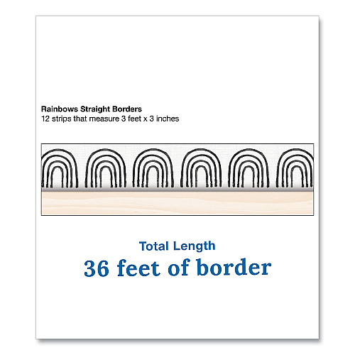 Carson-Dellosa Straight Borders, Rainbows, 3" x 3 ft, Black/White/Cream, 12/Pack (108502)