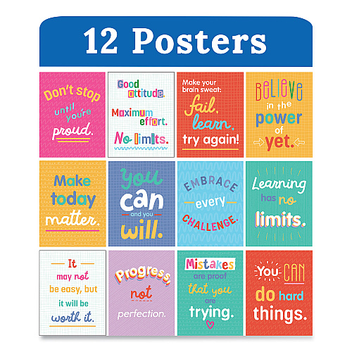Carson-Dellosa Mini Posters, Growth Mindset Quotes, 8.5 x 11, 12/Set (106009)