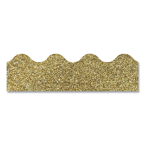 Carson-Dellosa Scalloped Borders, 2.25" x 3 ft, Gold Glitter, 13/Pack (108319)