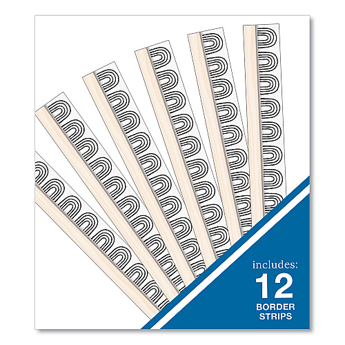 Carson-Dellosa Straight Borders, Rainbows, 3" x 3 ft, Black/White/Cream, 12/Pack (108502)