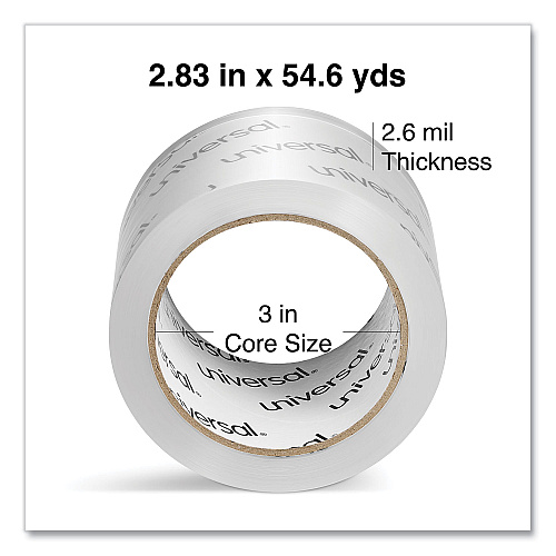 Universal Extra-Wide Moving and Storage Packing Tape, 3" Core, 2.83" x 54.7 yd, Clear, 6/Pack (UNV83000)