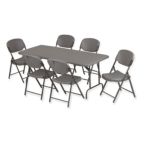 Iceberg Rough n Ready Commercial Folding Chair, Supports Up to 350 lb, 18" Seat Height, Charcoal Seat/Back, Charcoal Base, 4/Pack (64037)