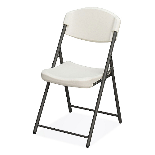Iceberg Rough n Ready Commercial Folding Chair, Supports Up to 350lb, 18" Seat Height, Platinum Granite Seat/Back, Black Base, 4/Pack (64033)