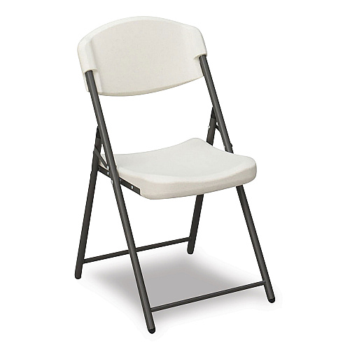 Iceberg Rough n Ready Commercial Folding Chair, Supports Up to 350lb, 18" Seat Height, Platinum Granite Seat/Back, Black Base, 4/Pack (64033)