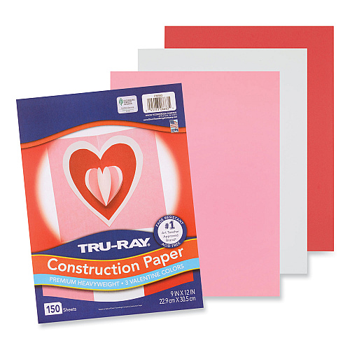 Pacon Tru-Ray Construction Paper, 70 lb Text Weight, 9 x 12, Assorted Valentine Colors, 150/Pack (P6683)