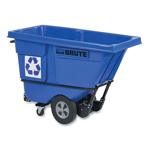 Rubbermaid Commercial BRUTE Rotomolded Recycling Tilt Truck, 1 cu yd, 1,250 lb Capacity, Plastic/Steel Frame, Blue (2089826)