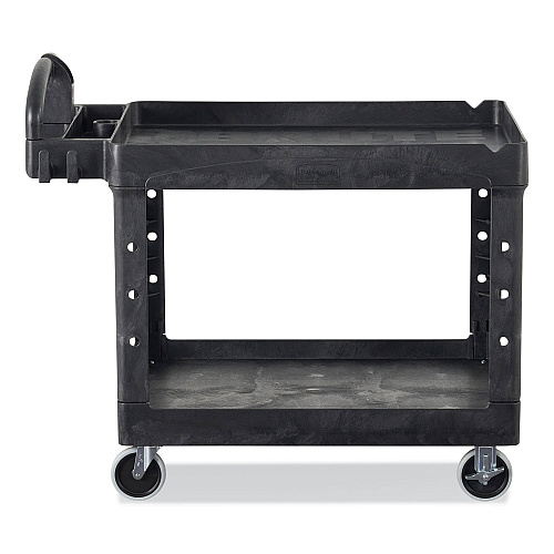 Rubbermaid&reg; BRUTE Heavy-Duty Utility Cart, 2 Lipped Shelves, 500-lb. Capacity, Black (452088BK)