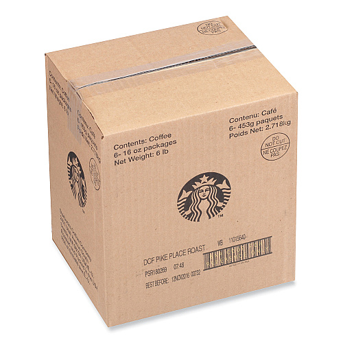 Starbucks Whole Bean Coffee, Decaffeinated, Pike Place, 1 lb, Bag (12540222)