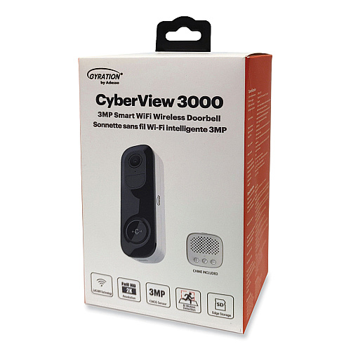 Gyration Cyberview 3000 3MP WiFi Wireless Doorbell Camera, 2048 x 1536 Pixels (CYBRVIEW3000)