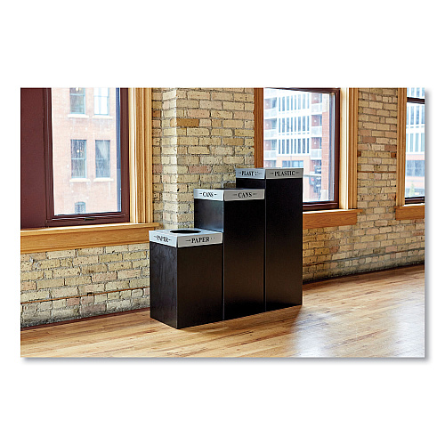 Safco Public Square Recycling Receptacles, Can Recycling, 37 gal, Steel, Black (2983BL)