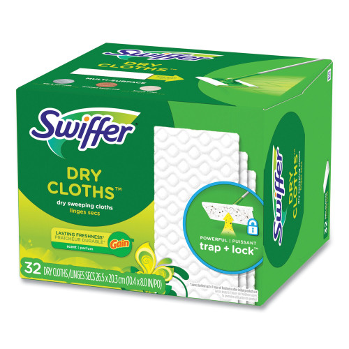 Swiffer Dry Refill Cloths. 8 x 10.4, White, 32 Box, 4 Boxes/Carton