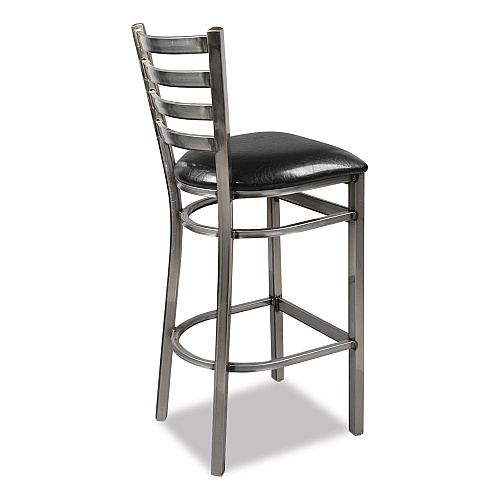 JMC Furniture White Horse Series Barstools, Supports Up to 300 lb, 29.5" Seat Height, Black Seat, Industrial Clear-Coat Steel Back/Frame (WHBSCLR)